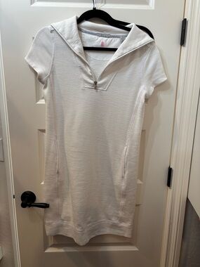 Tommy Bahama Cream Short-Sleeve Zip Polo Dress